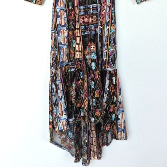 Zara Embroidered Mesh Sheer Midi Dress Hi-Lo Hem Long Sleeve with Slip Dress- S - Picture 5 of 16